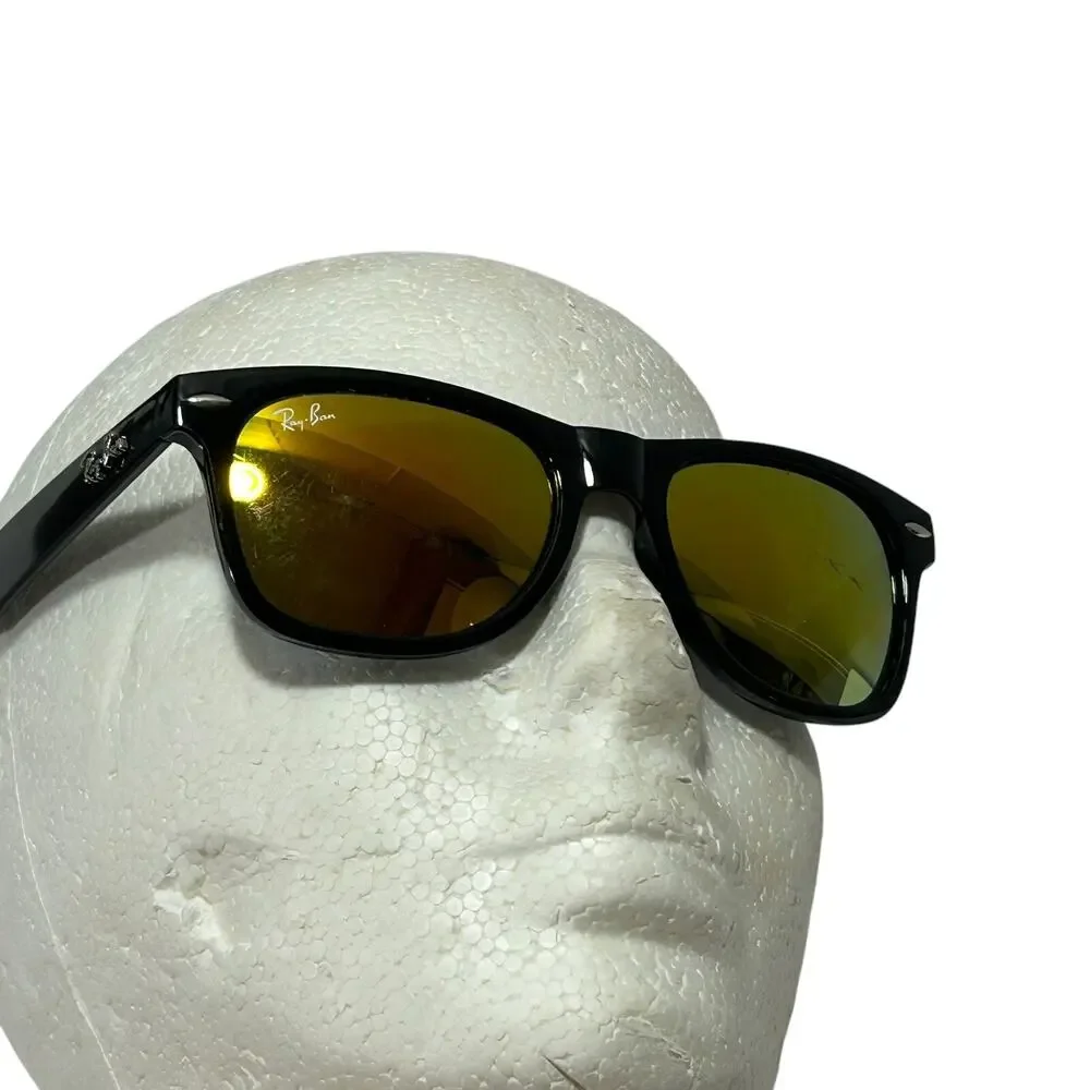 Ray-Ban RB2132 New Wayfarer Classic Sunglasses Black Frame Gold Mirrored Lens